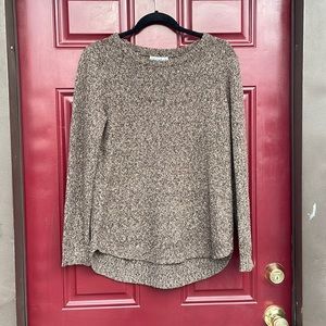 Pink Clover speckled sweater, brown, gray, camel, size medium